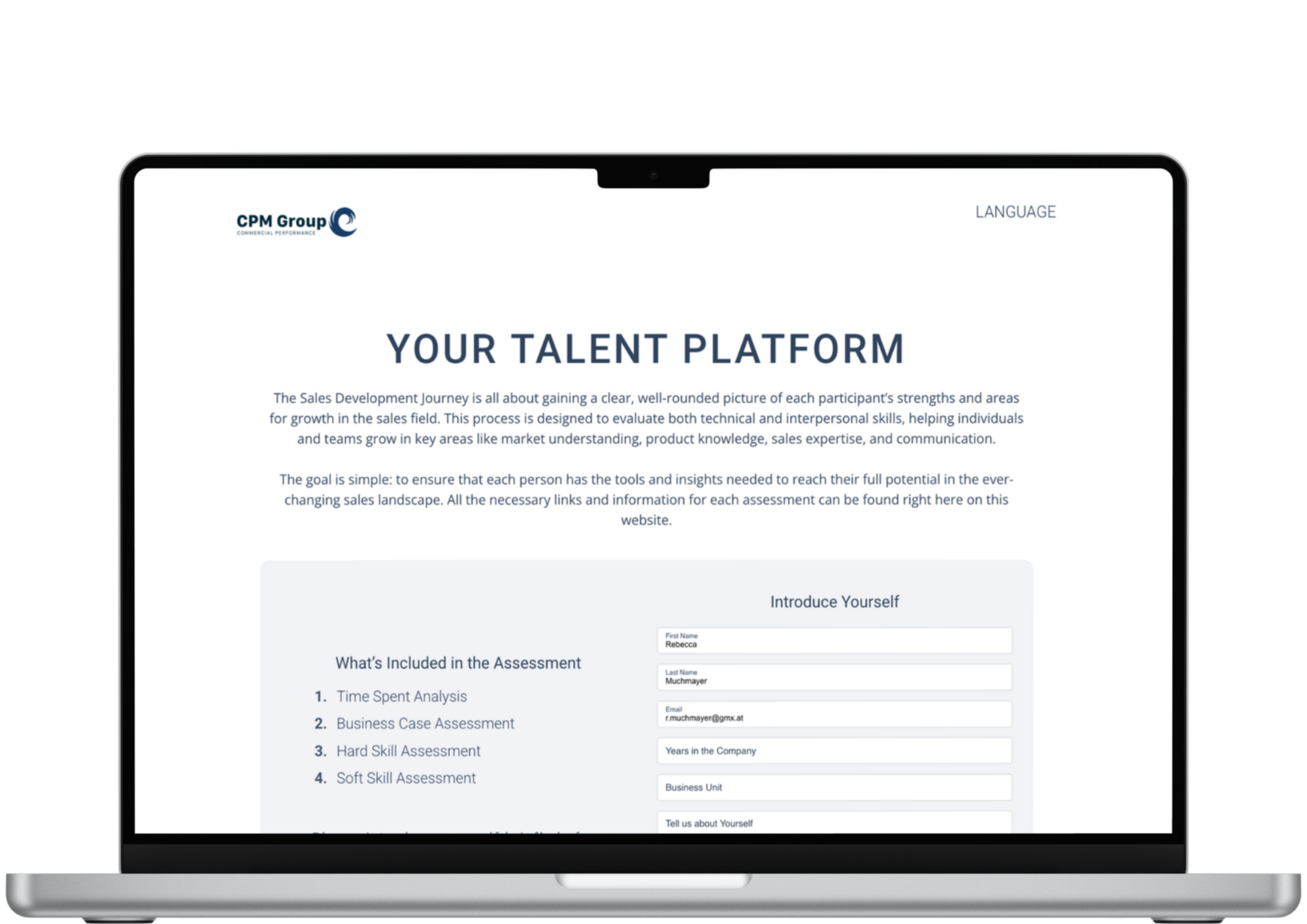Talent Portal shown on a laptop